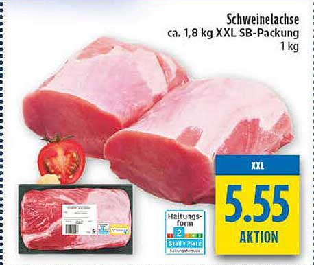 Schweinelachse ca. 1,8 kg XXL SB-Packung 1 kg