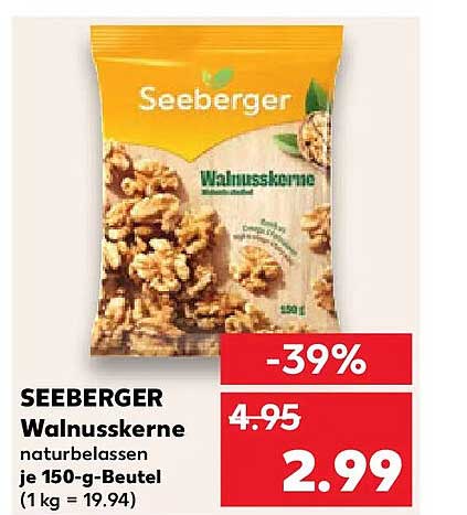 SEEBERGER Walnusskerne naturbelassen je 150-g-Beutel (1 kg = 19.94)