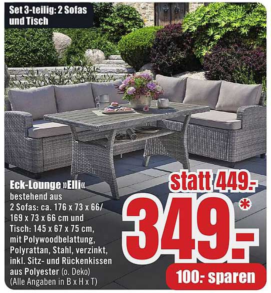 Set 3-teilig: 2 Sofas und Tisch