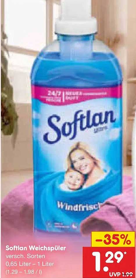 Softlan Weichspüler versch. Sorten 0,65 Liter – 1 Liter (1,29 – 1,98 / l)