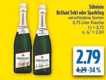 Söhnlein Brillant Sekt oder Sparkling verschiedene Sorten 0,75 Liter Flasche