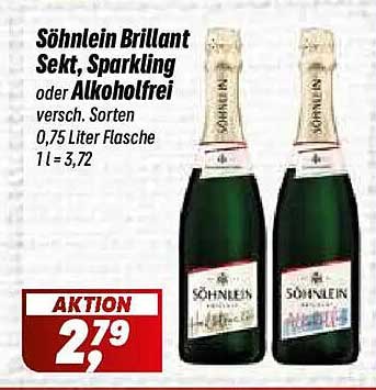 Söhnlein Brilliant Sekt, Sparkling oder Alkoholfrei versch. Sorten 0,75 Liter Flasche 1 l = 3,72