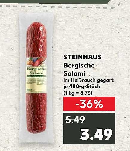 STEINHAUS Bergische Salami im Heißrauch gegart je 400-g-Stück (1 kg = 8.73)