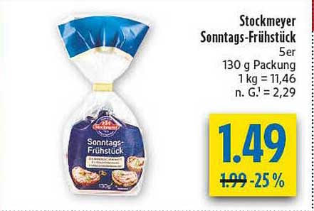 Stockmeyer Sonntags-Frühstück 5er 130 g Packung 1 kg = 11,46 n. G. = 2,29