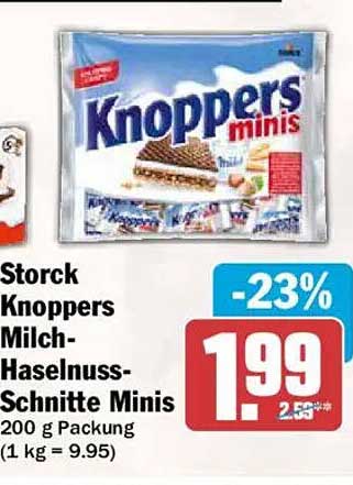 Storck Knoppers Milch-Haselnuss-Schnitte Minis 200 g Packung (1 kg = 9.95)