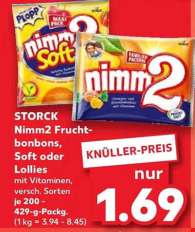 STORCK Nimm2 Fruchtbonbons, Soft oder Lollies mit Vitaminen, versch. Sorten je 200 - 429-g-Packg. (1 kg = 3.94 - 8.45)