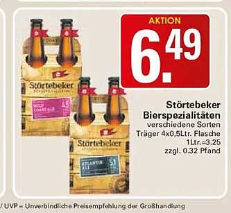 Störtebeker Bierspezialitäten verschiedene Sorten Träger 4x0,5l. Flasche