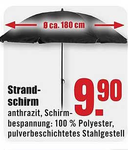 Strand-schirm anthrazit, Schirmbespannung: 100 % Polyester, pulverbeschichtetes Stahlgestell