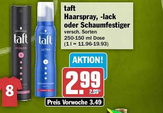 taft Haarspray, -lack oder Schaumfestiger