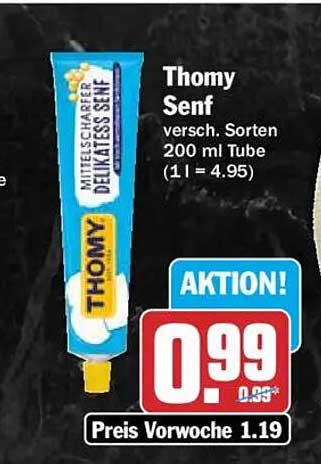 Thomy Senf versch. Sorten 200 ml Tube (1 l = 4.95)