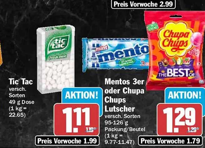 Tic Tac versch. Sorten 49 g Dose (1 kg = 22.65)
