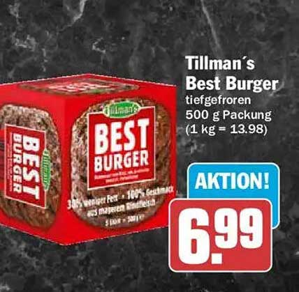 Tillman’s Best Burger tiefgefroren 500 g Packung (1 kg = 13.98)