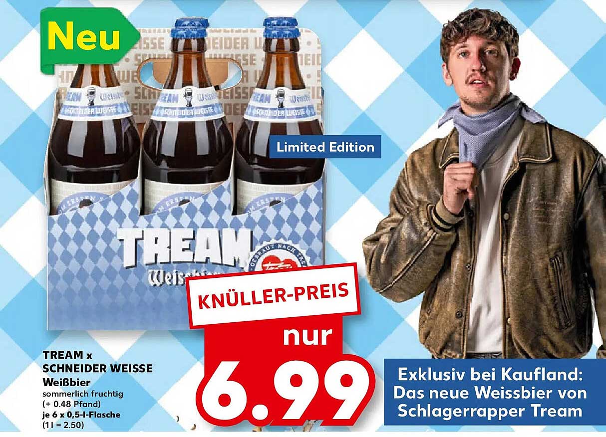 TREAM x SCHNEIDER WEISSE Weißbier sommerlich fruchtig (+ 0.48 Pfand) je 6 x 0,5-l-Flasche (1l = 2.50)