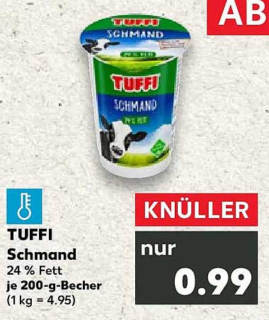 TUFFI Schmand 24 % Fett je 200-g-Becher (1 kg = 4.95)