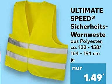 ULTIMATE SPEED® Sicherheits-Warnweste aus Polyester, ca. 122 - 158/164 - 194 cm je