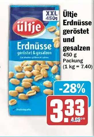 Ültje Erdnüsse geröstet und gesalzen 450 g Packung