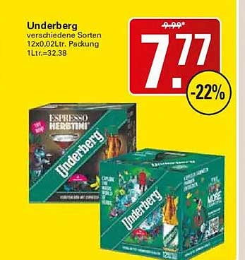 Underberg verschiedene Sorten 12x0,02Ltr. Packung 1Ltr.=32,38
