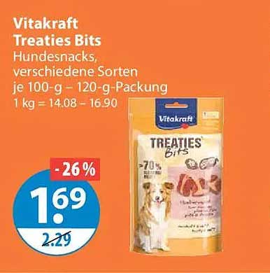 Vitakraft Treaties Bits Hundesnacks, verschiedene Sorten je 100 g - 120 g-Packung