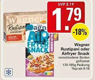 Wagner Rustipani oder Airfryer Snack verschiedene Sorten gefrostet 170-195g Packung 1kg=ab 9.18