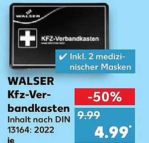WALSER Kfz-Verbandkasten Inhalt nach DIN 13164: 2022