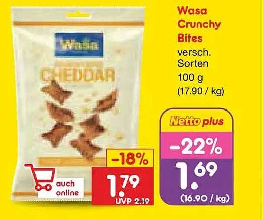 Wasa Crunchy Bites versch. Sorten 100 g (17.90 / kg)