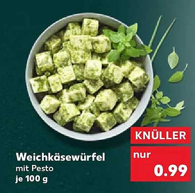 Weichkäsewürfel mit Pesto je 100 g