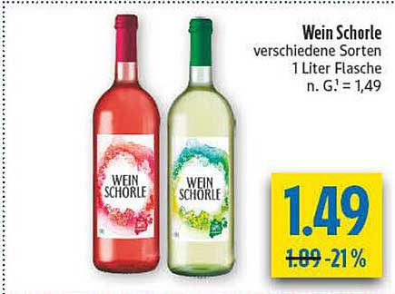 Wein Schorle verschiedene Sorten 1 Liter Flasche