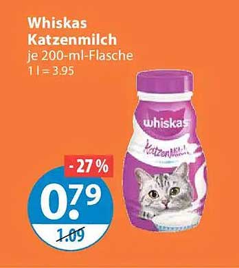 Whiskas Katzenmilch je 200-ml-Flasche 1 l = 3,95
