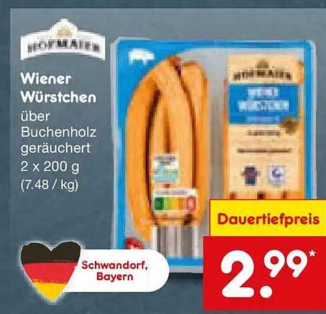 Wiener Würstchen über Buchenholz geräuchert 2 x 200 g