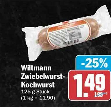 Wiltmann Zwiebelwurst-Kochwurst 125 g Stück (1 kg = 11.90)