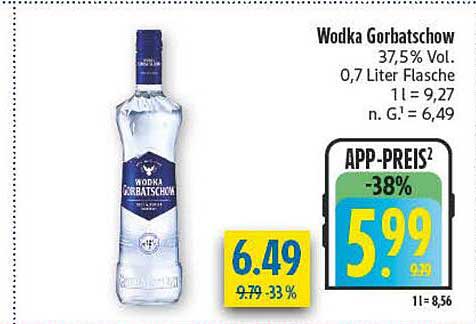Wodka Gorbatschow 37,5% Vol. 0,7 Liter Flasche