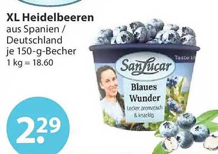XL Heidelbeeren aus Spanien / Deutschland je 150-g-Becher 1 kg = 18.60