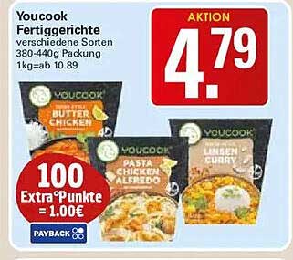 Youcook Fertiggerichte verschiedene Sorten 380-440g Packung 1kg=ab 10.89