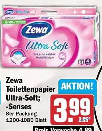 Zewa Toilettenpapier Ultra-Soft, -Senses 8er Packung 1200-1080 Blatt