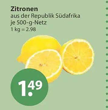 Zitronen aus der Republik Südafrika je 500-g-Netz 1 kg = 2.98
