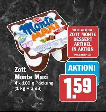 Zott Monte Maxi 4 x 100 g Packung (1 kg = 3.98)