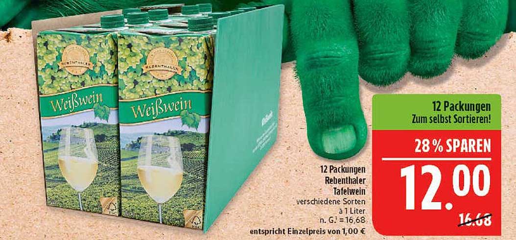 12 Packungen Rebenhaller Tafelwein - verschiedene Sorten zum unschlagbaren Preis!