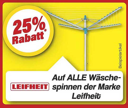 25% Rabatt auf ALLE Wäschespinnen der Marke Leifheit