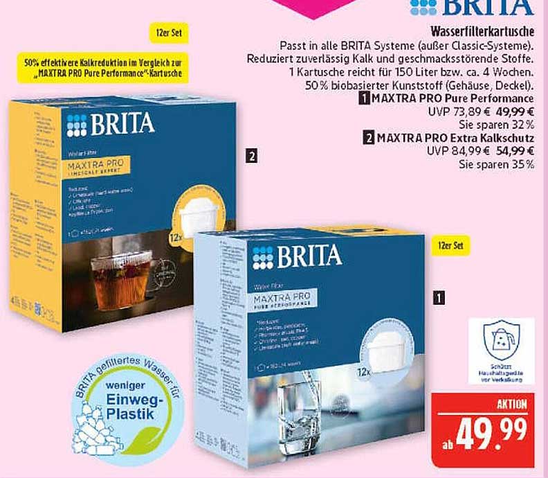 2x MAXTRA PRO Extra Kalkschutz / MAXTRA PRO Pure Performance Wasserfilterkartusche 12er Set