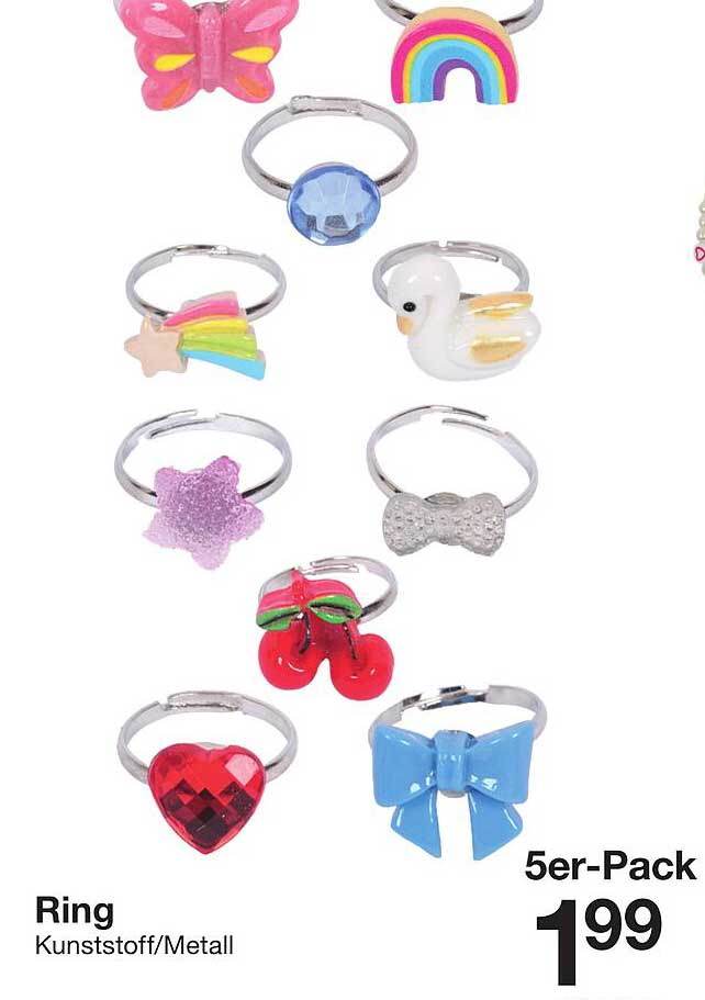 5er-Pack Ringe aus Kunststoff/Metall