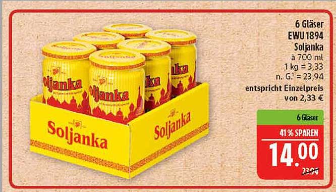 6 Gläser EWU 1894 Soljanka a 700 ml