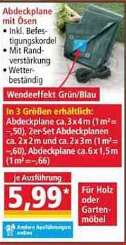 Abdeckplane mit Ösen - Wendeeffekt Grün/Blau