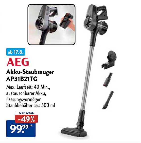 AEG Akku-Staubsauger AP31B21TG
