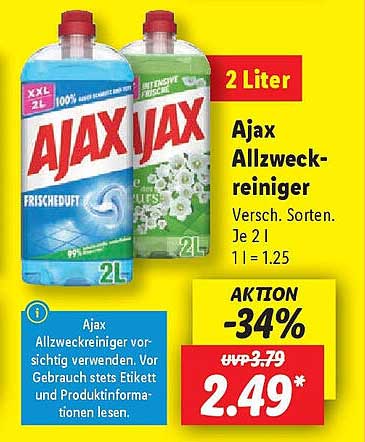 Ajax Allzweckreiniger - Verschiedene Sorten, 2 Liter