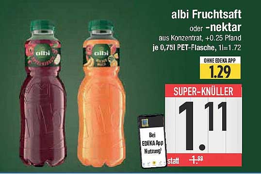 albi Fruchtsaft oder -nektar 0,75l PET-Flasche für nur 1,11 €