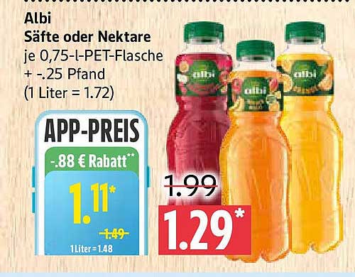 Albi Säfte oder Nektare je 0,75-l-PET-Flasche