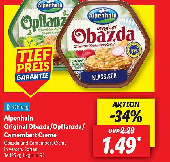 Alpenhain Original Obazda/Opflanza/Camembert Creme