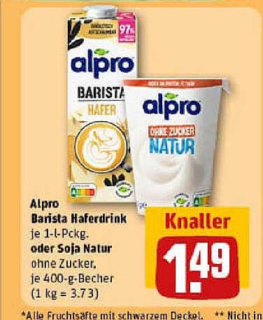 Alpro Barista Haferdrink oder Soja Natur