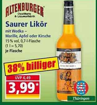 Altenburger Saurer Likör – Marille, Apfel oder Kirsche