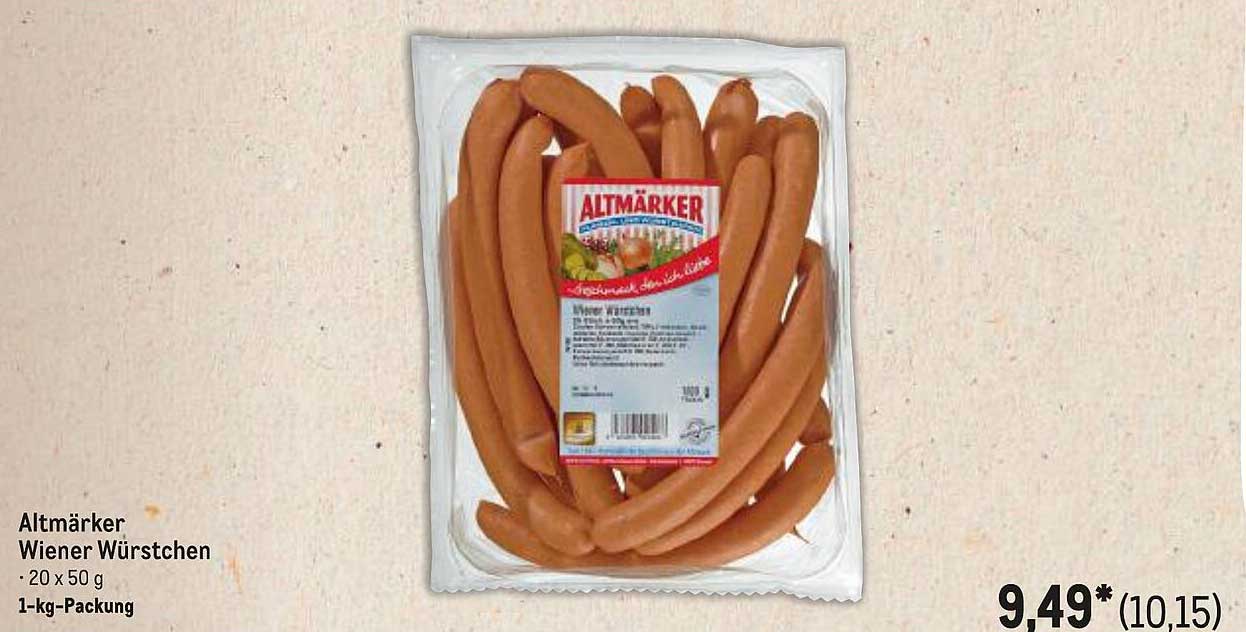 Altmärker Wiener Würstchen - 20 x 50 g - 1-kg-Packung